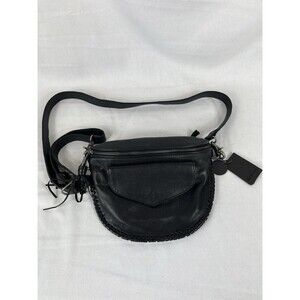 Day & Mood Black Leather Dayfia Bumbag Crossbody Bag Handwoven Details NWT